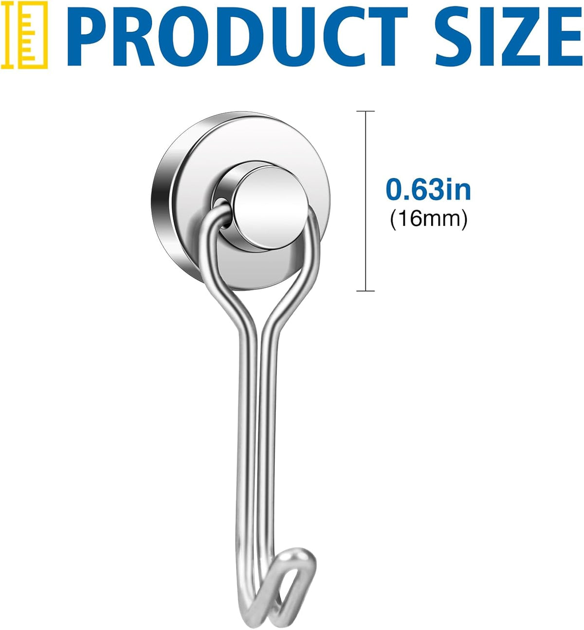 BAVITE Swivel Swing Magnetic Hooks New Upgraded, Refrigerator Magnet Hook,Strong Neodymium Magnets, Perfect for Refrigerator and Other Surfaces, Silver 30lb 12pack
