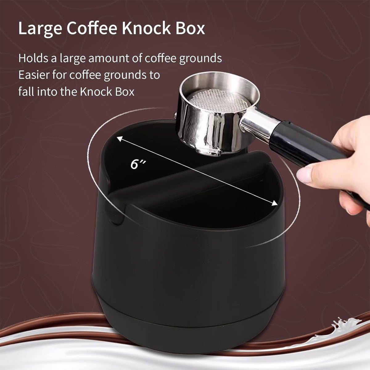 6 Inch Large Capacity Design Espresso Knock Box Tamping Mat Espresso Machine Accessories Set of 2 with Removable Knock Bar and Anti-Slip Base for Home Office Barista Tools for Bar Shop