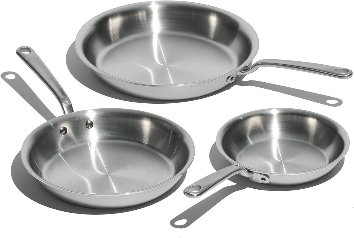 Made In Cookware - 3-Piece (Includes 8",10",12") Stainless Frying Pan Set - 5 Ply Stainless Clad - Professional Cookware - Crafted in USA - Induction Compatible