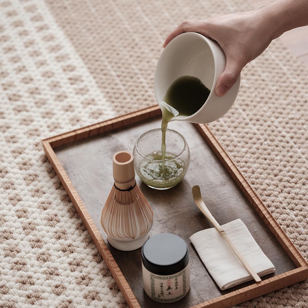 WENSHUO Matcha Kit - Premium Matcha Whisk Set with Traditional Bamboo Tools, Ideal Matcha Tea Set for Home (Matte White)