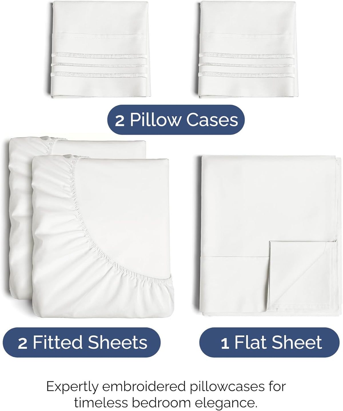 Split King Size 5 Piece Sheet Set - Comfy Breathable & Cooling Bed Sheets Set - Hotel Luxury Bedding for Women, Men, Kids, Teens, Boys & Girls - Deep Pockets & Wrinkle Free - Oeko-Tex - Antique White