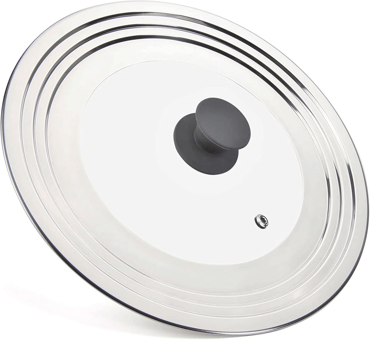 Universal Lid for Pots Pans and Skillets - One Lid Fits All 8.25-12 Inch Pots Frying Pans Skillets Woks, Replacement Pot Lid with Upgraded Heavy Duty Heat Resistant Silicone Handle, Gray