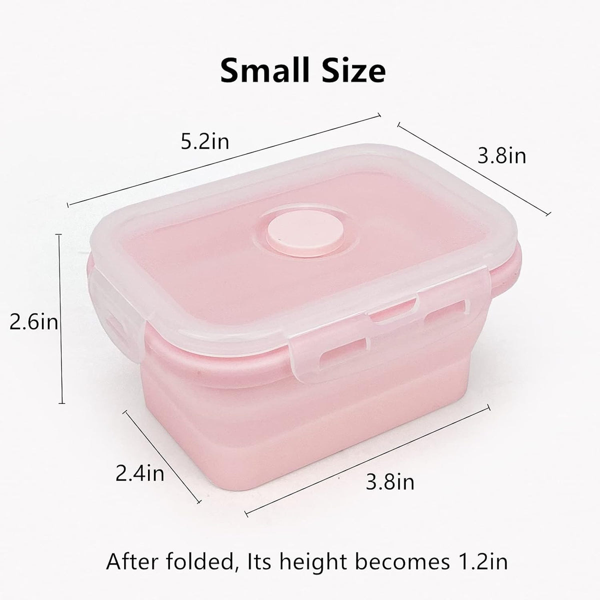 CCyanzi 3piece Collapsible Food Storage Containers with Lids, Silicone Lunch Container, Microwave & Freezer Safe, Space Saving for Kitchen Cabinet and Camping Backpack,(pink)