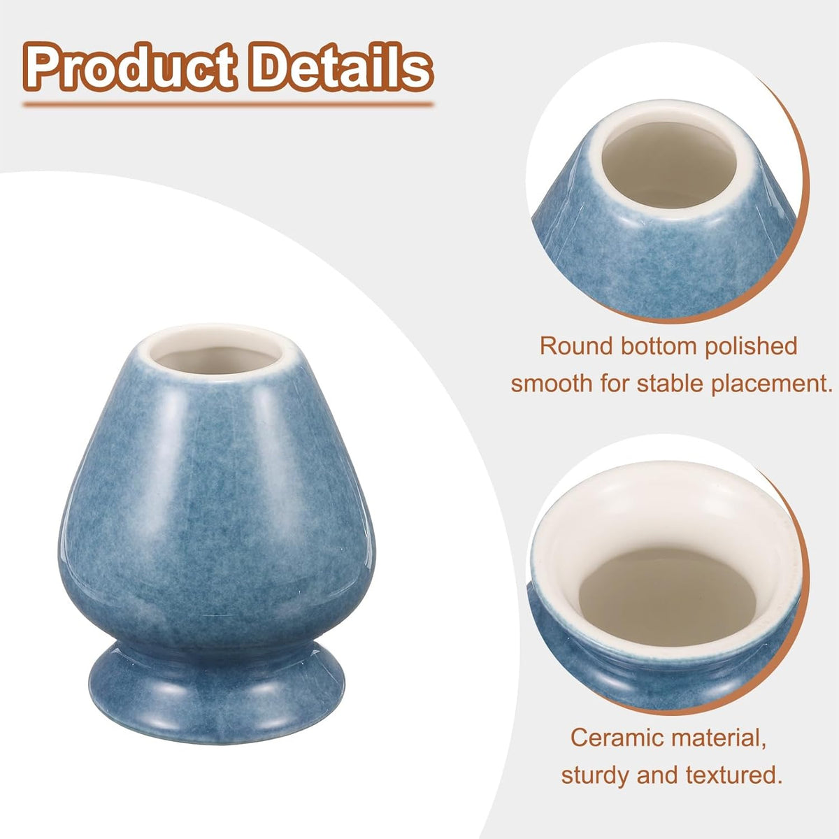 HARFINGTON Ceramic Chasen Stand 70mm Matcha Whisk Holder Teas Set Whisks Stand Traditional Matcha Tea Chasen Holder Tea Set Accessories for Tea Tasting, Blue