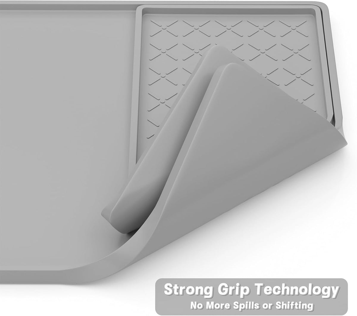Rnivvi Silicone Coffee Mat, 16" x 24" Waterproof Raised Edge Coffee Bar Mats for Espresso Machine Station Accessories, Heat Resistant Detachable Dish Drying Pad for Kitchen Counter, Dish Rack, Gray
