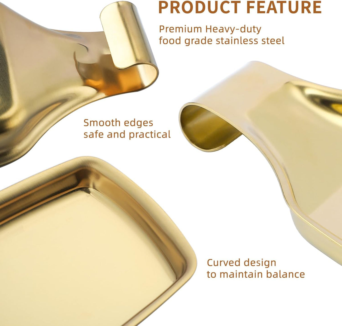 MSY BIGSUNNY Stainless Steel Utensil Tray Spoon Rest Holder for Stove Top, 2 Pack Stainless Steel Spoon Rest, Golden