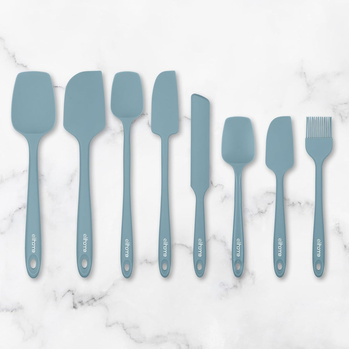 Elihome Skinny Silicone Spoonula - Non-Stick Heat Resistant Silicone Scraper Spatula for Mixing, Serving, Scraping, Stirring, and More - 11 Inch, Slate Teal Grey