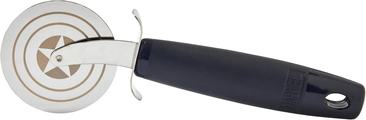Marvel's Captain America Shield Pizza Cutter - Features Super Sharp Steel Wheel Blade & Strong Comfortable Plastic Handle - Fun Kitchen Accessory - Marvelous Gift For A Chef & Avengers Fan