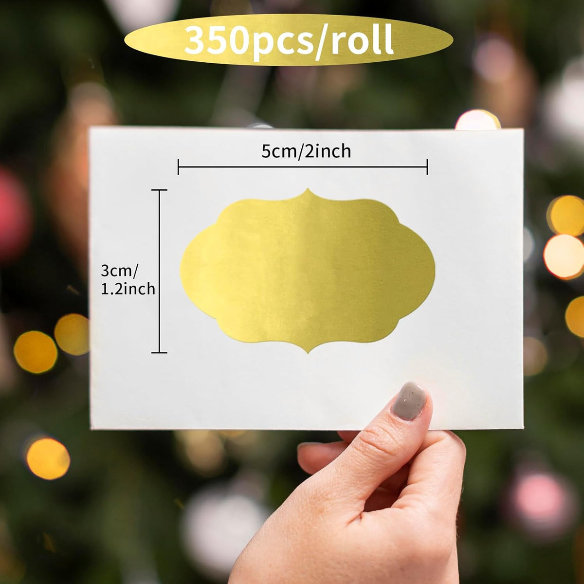 350 PCS Gift Tags Stickers Name Labels Stickers,2" x 1.2" Fancy Shape Stickers Self-Adhesive Handmade Bottle All-Purpose Jar Labels for Presents Cosmetic Decoration Jars Food Craft (Gold)
