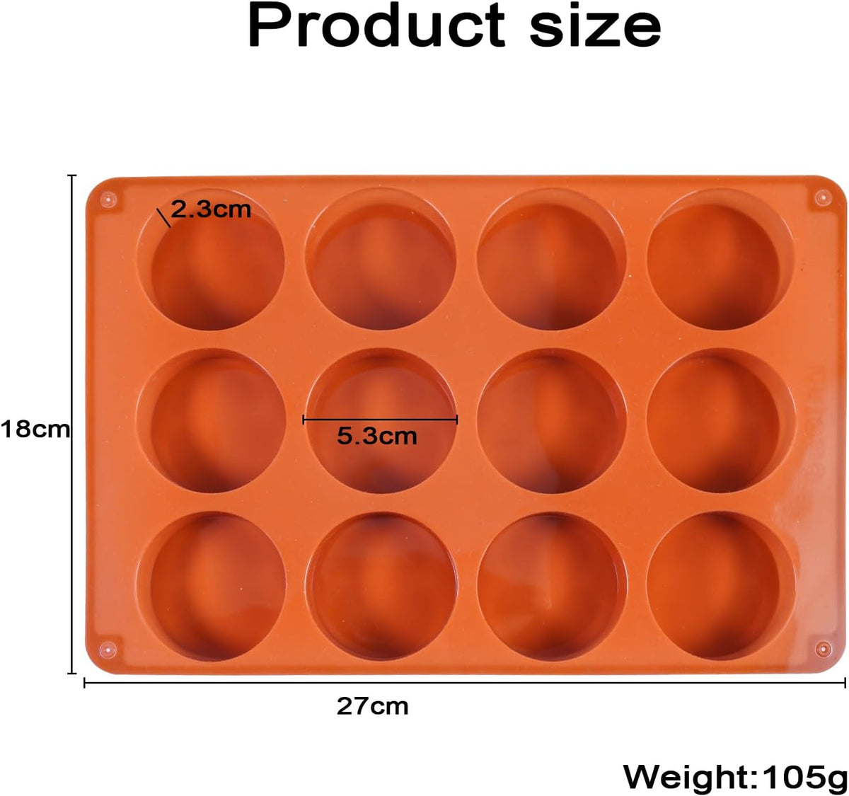 Muffin Pan, 12 Cup Silicone Cake Moulds for Baking, Silicone Muffin Cases, Non Stick Muffin Tin, Cookies Jelly Mould - BPA Free and Dishwasher Safe