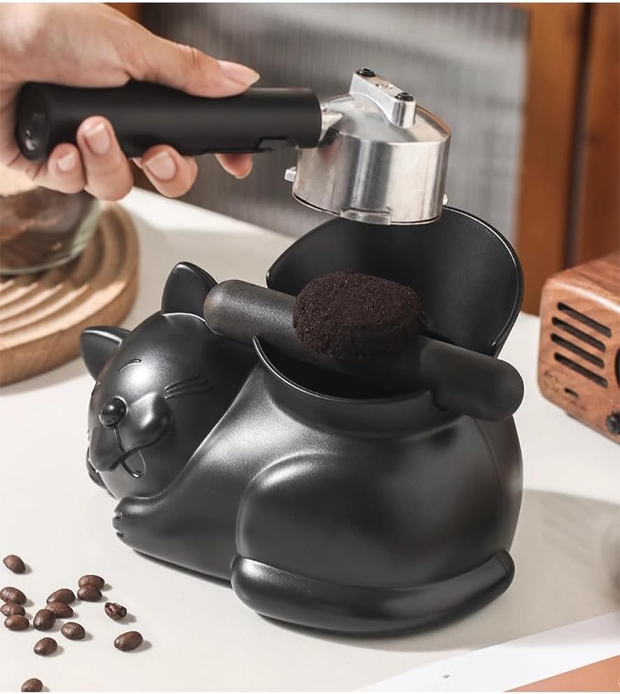 Cute Cat Coffee Knock Box Espresso Machine Accessories Small Coffee Dump Bin for Home and Office (Only a Knock Box)