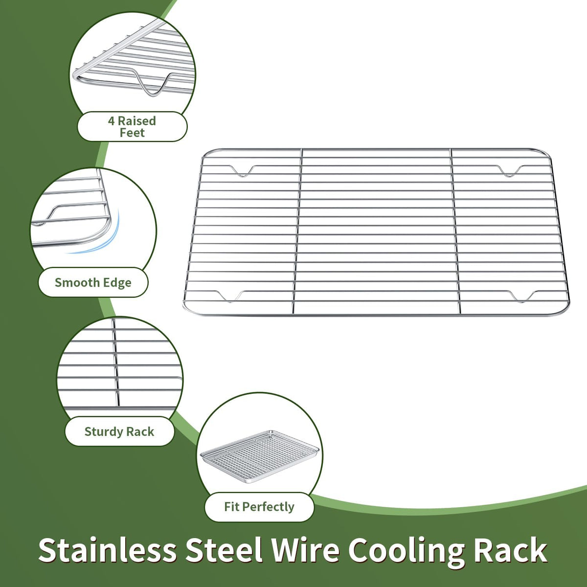 Baking Sheet with Wire Rack Set: 3 Baking Pans + 3 Cooling Racks for Cooking and Baking - Stainless Steel Nonstick Bacon Pans for Oven, Warp Resistant & Heavy Duty & Rust Free