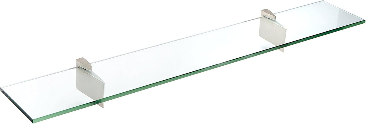 Spancraft Glass R-6x12-Brushed Steel Raven Glass Shelf, Brushed Steel, 6" x 12"