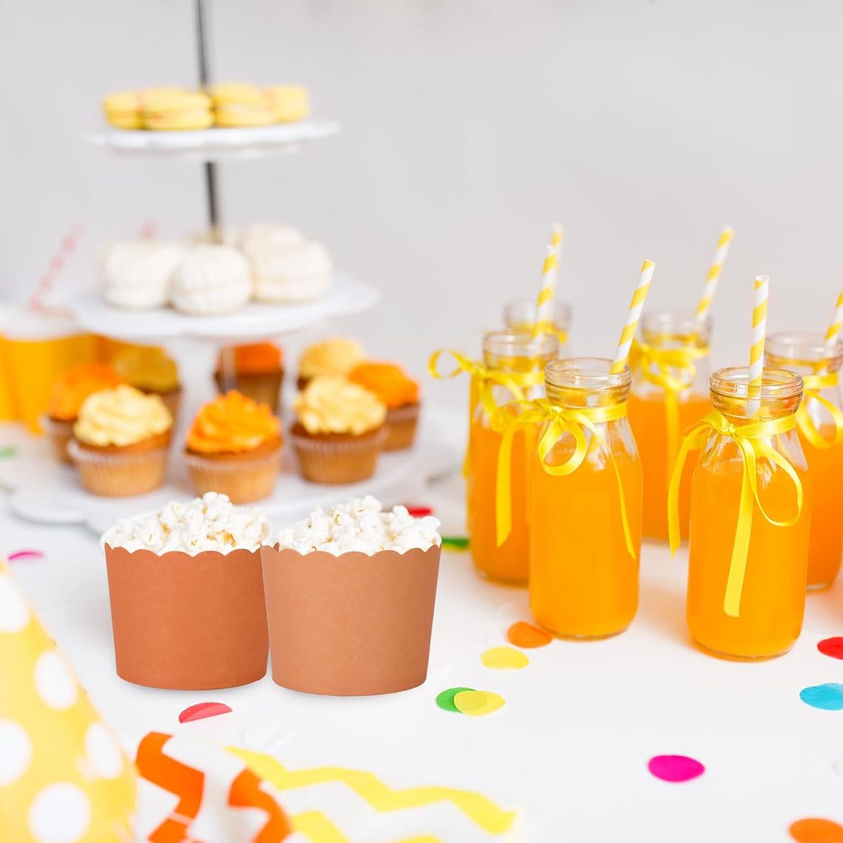 Whaline 120Pcs Orange Paper Baking Cups Scalloped Edge Cupcake Wrappers Gradient Orange Cupcake Muffin Cases for Fall Thanksgiving Party, 3 Colors