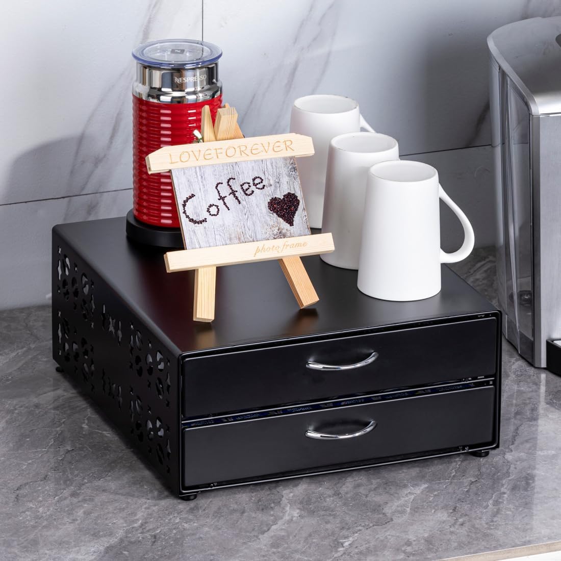 FlagShip K Cup Organizer Drawer 2 Tier Coffee Pod Holder for Keurig Pod Holder Save Space Countertop Kitchen (84 Pods Capacity)