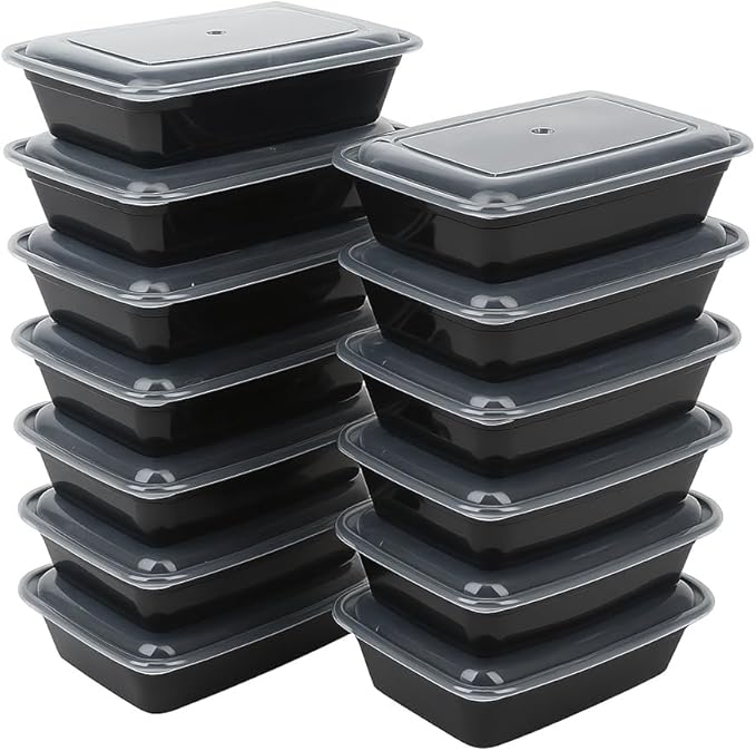Ruthy's Outlet Meal Prep Containers W/Lids -Square Food Storage – BPA-Free| Stackable | Microwave | Freezer & Dishwasher Safe | Reusable Lunch Bento Box Portion Control & Planning (30 Pack, 32 oz)