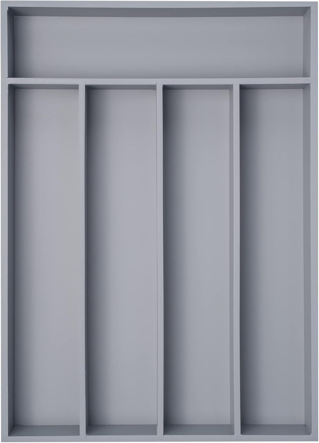 Bamboo Silverware Holder - Drawer Organizer with 5 Slots (Gray)
