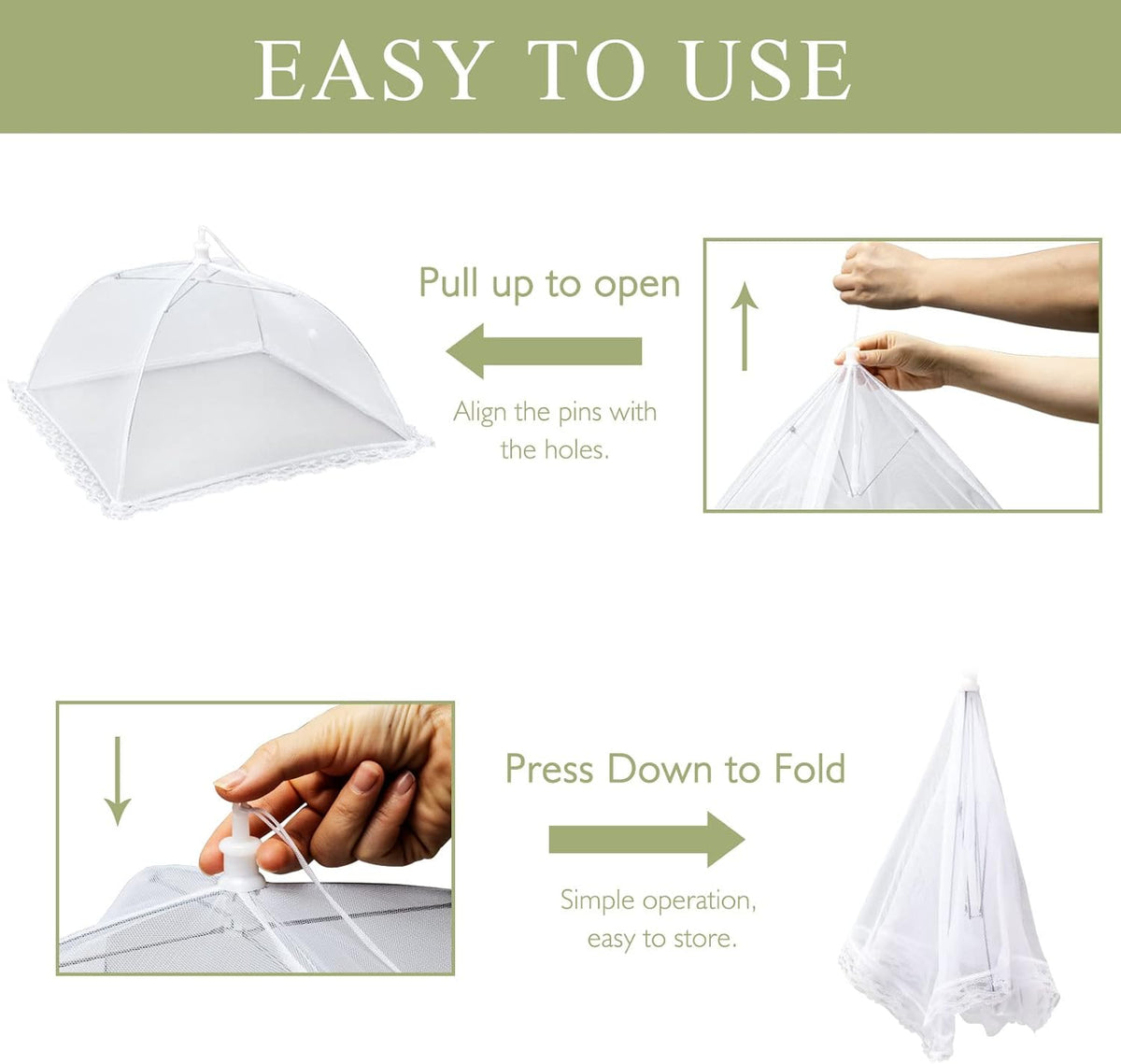 7 Pack Colorful Food Covers Food Tent for Outside Mesh to Keep Bugs away, Reusable Collapsible Food Nets(40x24*1,17x17*2,14x14*2,12x12*2) including Carry Bag,Ideal for Picnic Party BBQ Wedding Fruit