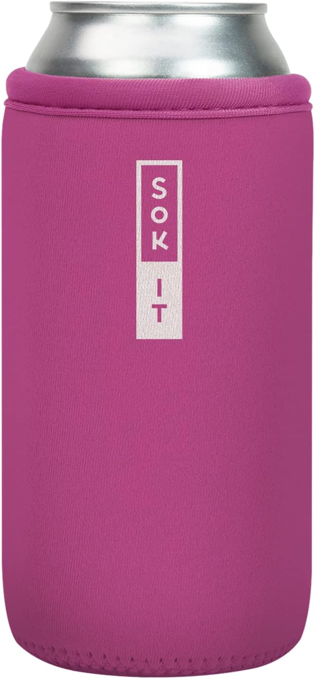 Sok It CanSok Sleeve for Beer & Soda Insulated Neoprene Cover (Bright Pink, 16oz Can Sleeve)