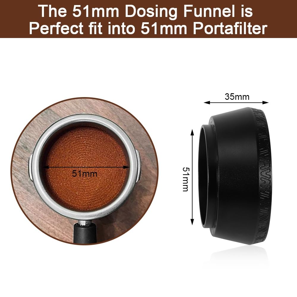 Magnetic Dosing Funnel, 51mm Espresso Dosing Funnel Aluminous Alloy Compatible with Breville 51mm Bottomless Portafilter