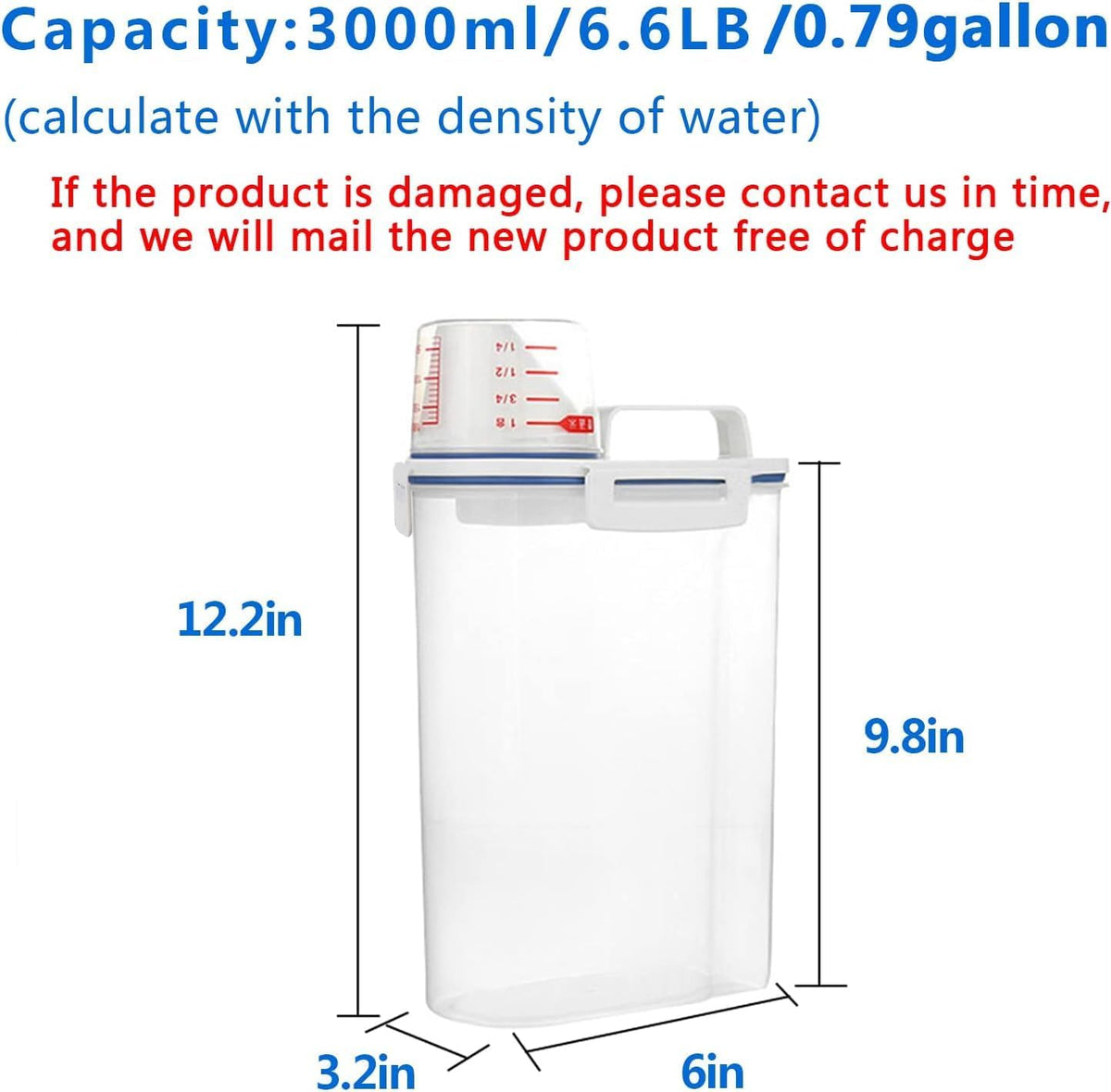2 set 3-5 LB Rice Storage Bin Flour Cereal Containers Dispenser with BPA Free + Measuring Cup + Pour Spout - Perfect for Rice Flour Baking Supplies Pet Dog Food Storage