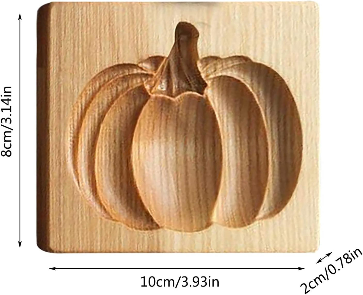 Wooden Cookie Biscuit Mold, 3D Baking Mold, Embossing Craft Decorating Baking Tool, Suitable for Halloween Thanksgiving Christmas Kitchen DIY (Pumpkin 10 * 8 * 2)