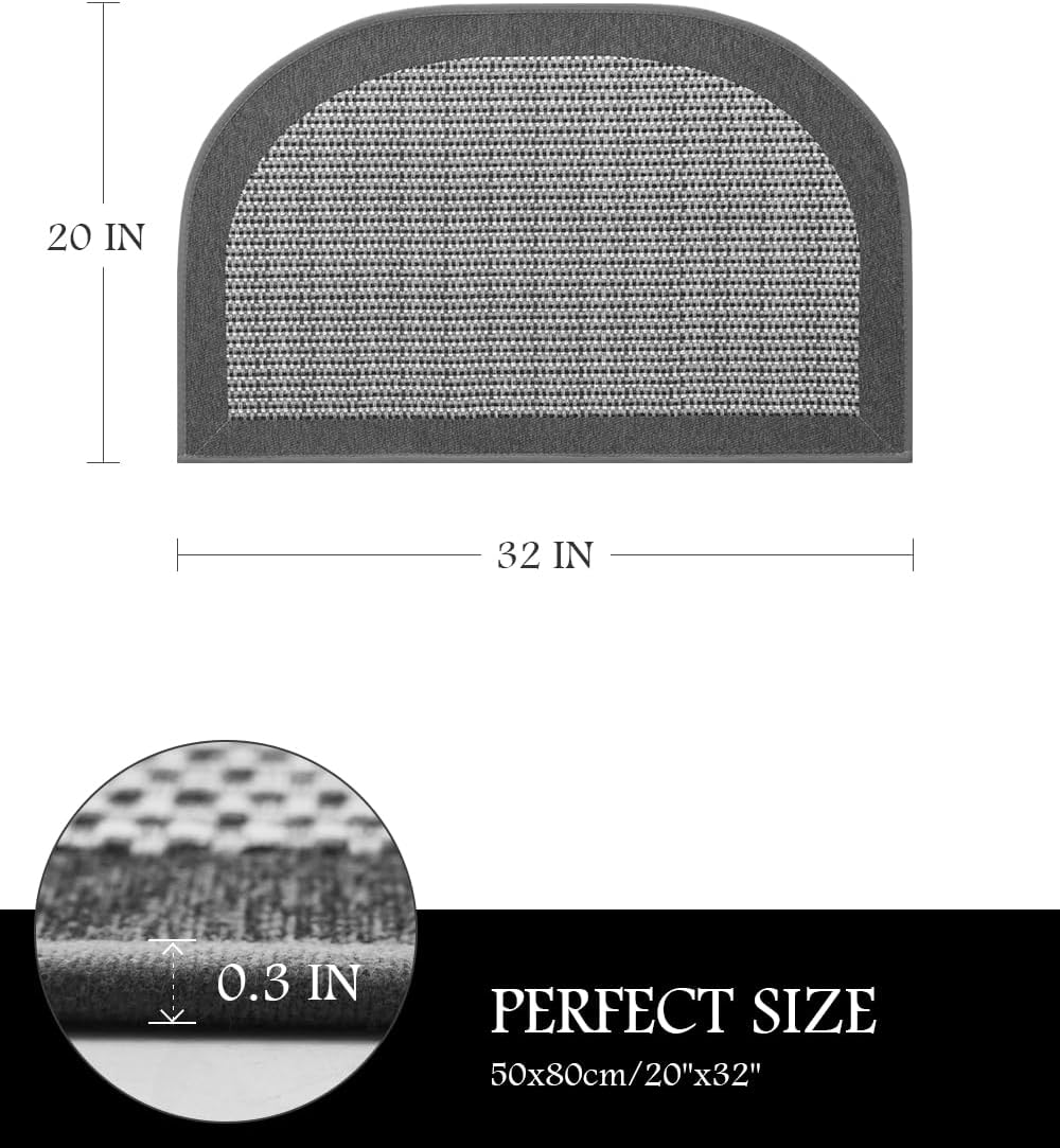PADOOR Kitchen Mats for Floor, Kitchen Rugs Non Slip Washable, Half Circle Kitchen Floor Mat Sink Rug Rubber Backed Super Absorbent, 20”x32” Grey
