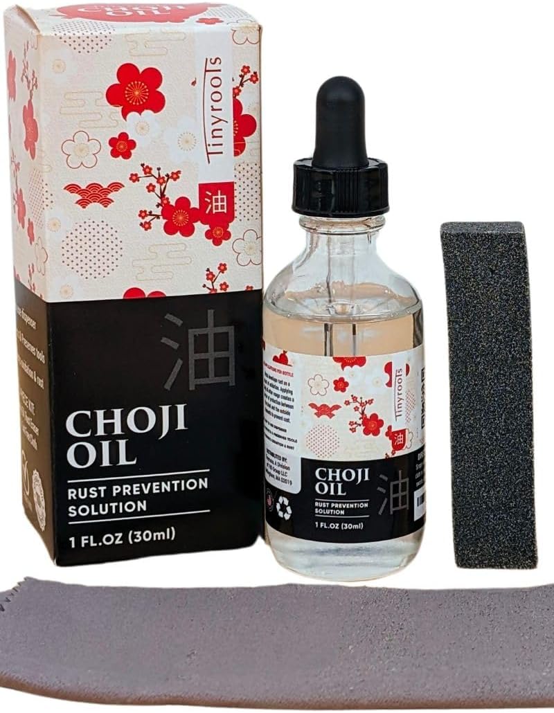Tinyroots Choji Oil Tool Cleaning Kit, Simply Wipe the Knife Oil on to Restore Your Sword, Knives, Bonsai Tools, Includes Rust Eraser and Lint Free Cloth