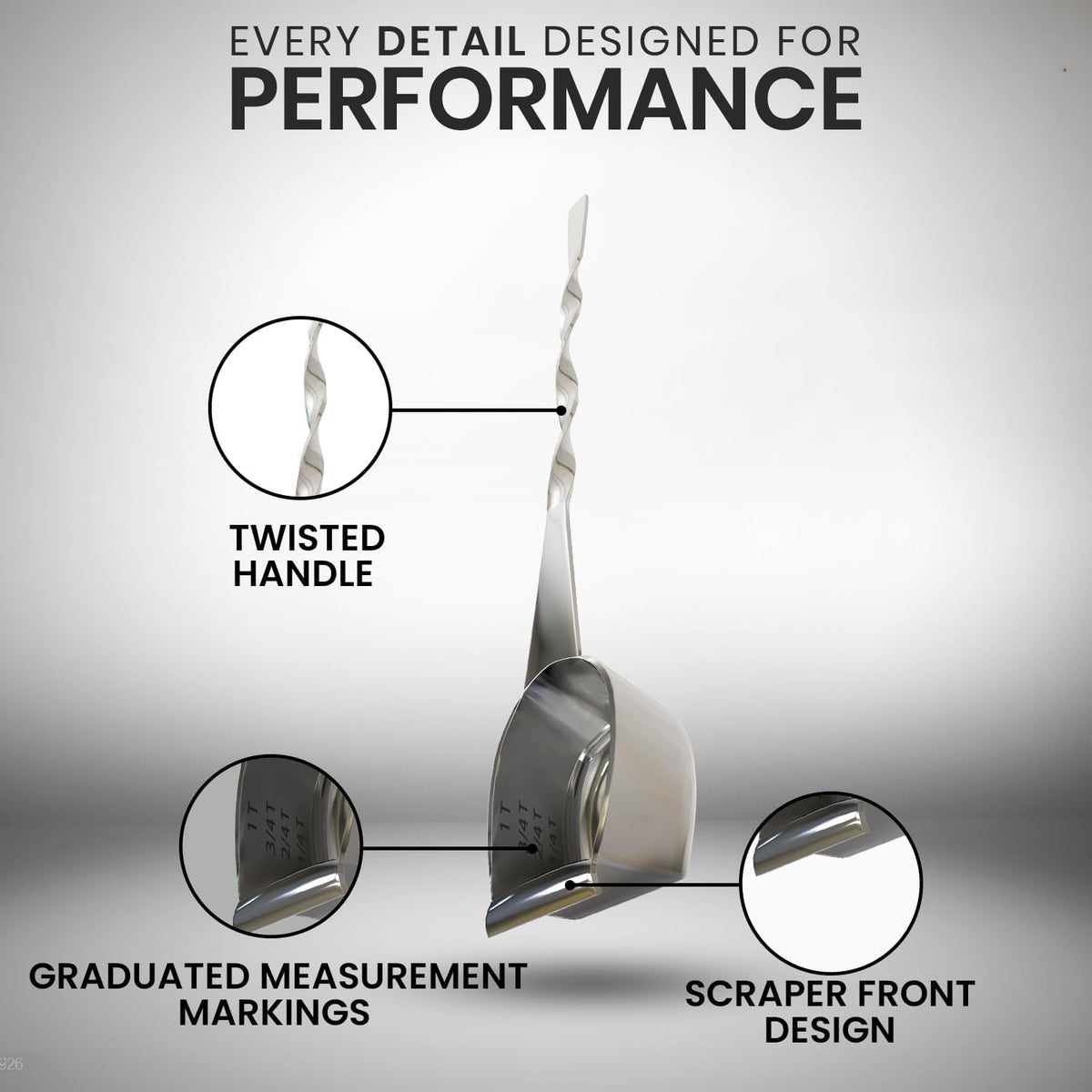 Rattleware Stainless Steel Spoon Twist - Espresso Spoon with Graduated Measure and Scraper Front - Perfect for Precision Coffee Making