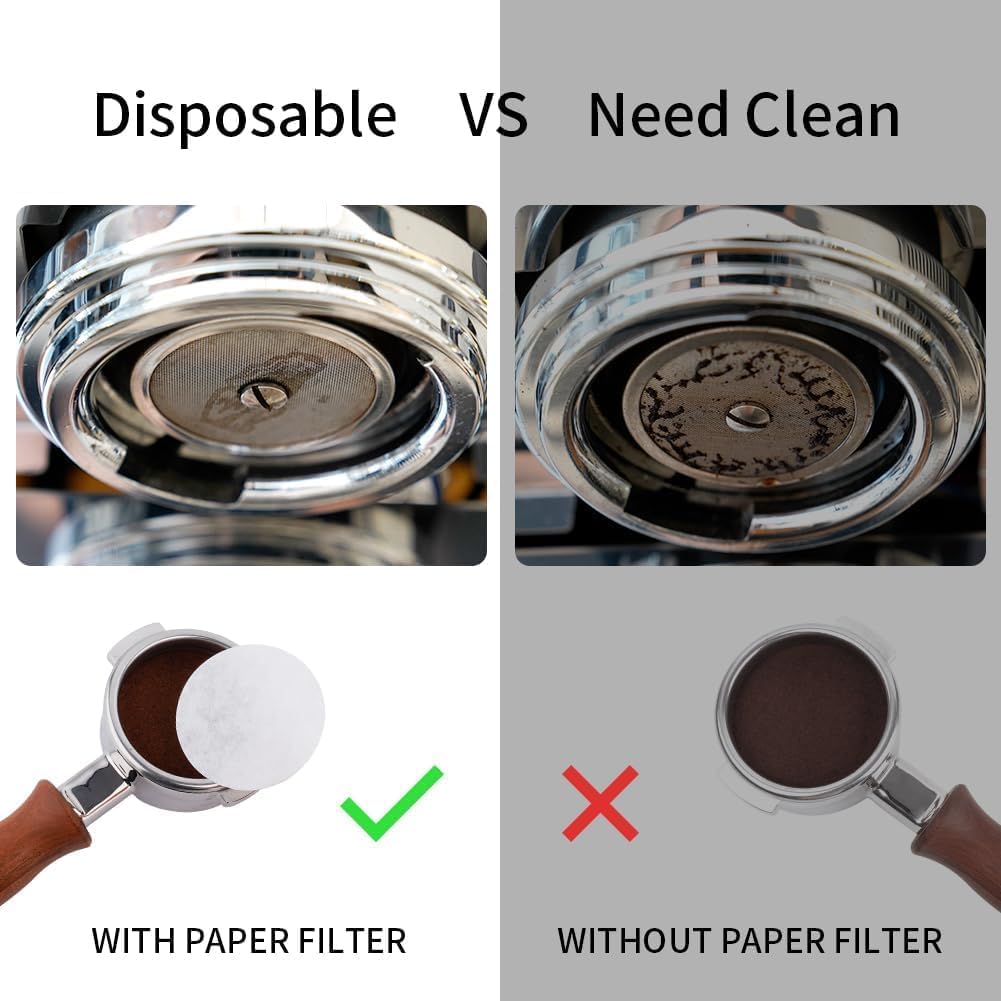 watchget 51mm Espresso Paper Filters - 100 Pcs Replacement Unbleached Coffee Filter Papers for Espresso Machines, 51mm Portafilter Baskets, and Coffee Maker Tools