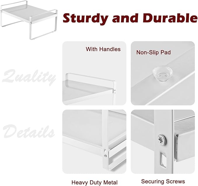 3 Pack Expandable Cabinet Shelf Organizer Kitchen Shelf Riser Stackable Pantry Shelves Kitchen Organizers and Storage Metal Spice Rack Countertop Organizer Cupboard Adjustable Shelfs Desk Rack Shelf