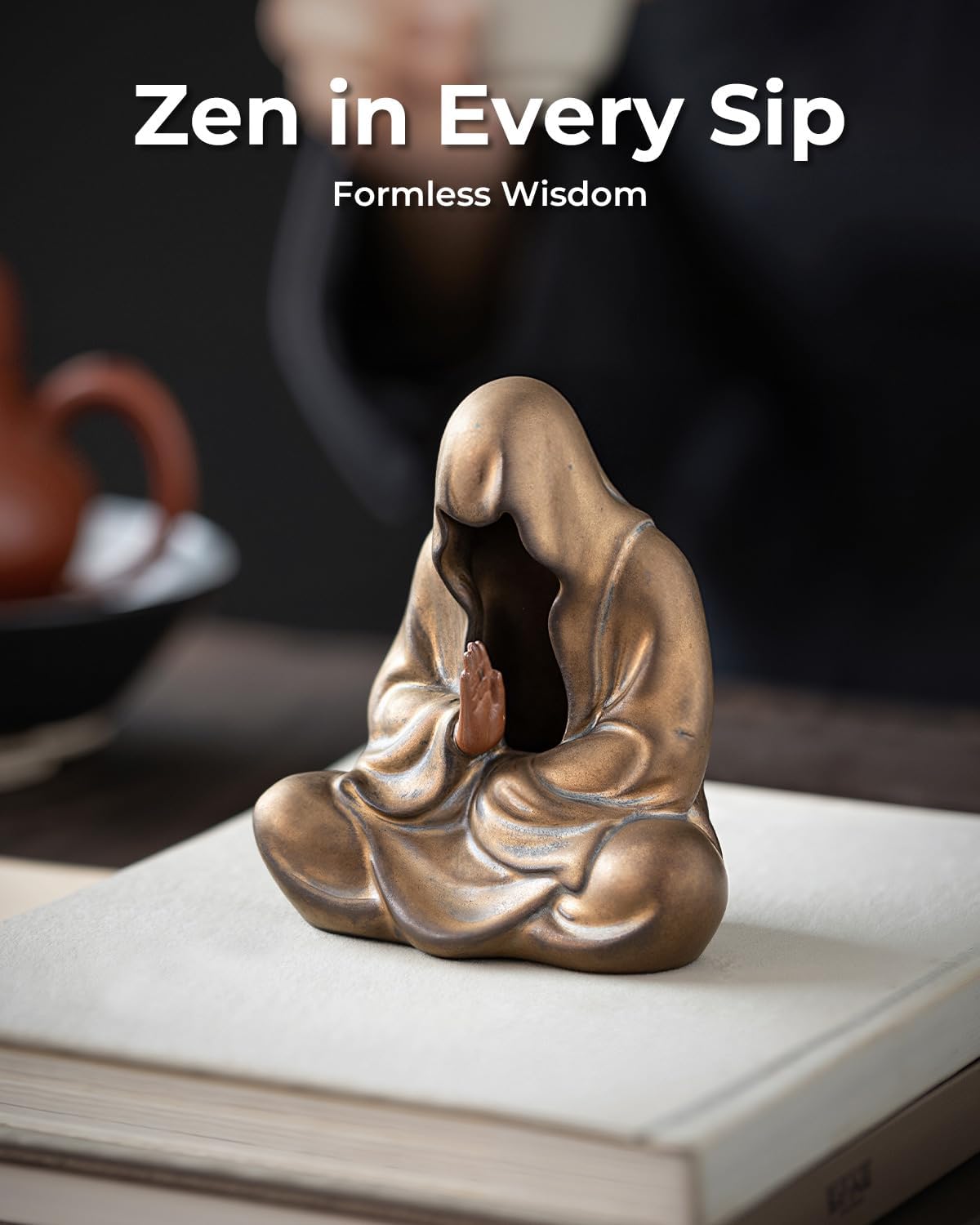 Ceramic Zen Figurine Faceless Tea Pet - Kung Fu Tea Set Accessories, Japanese Decor for Home, Asian Meditation Statue