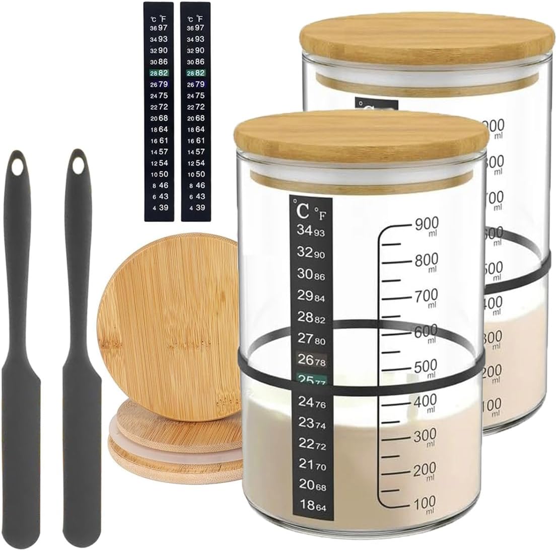 Pro Sourdough Bread Starter Kit - 34 oz sourdough jar with 5 unique features for the perfect sour dough bread & sourdough starter kit - baking supplies (34oz-2pack)