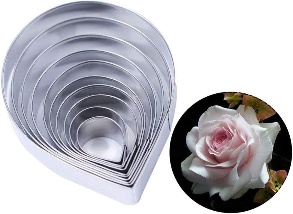 10 Pcs Austin Rose Cutter Set and 2 Pcs Rose Petals Shape Silicone Fondant Mold Veining Petal Sugar Flower Making Tool Cake Decorating Gumpaste Flowers Decor Kit