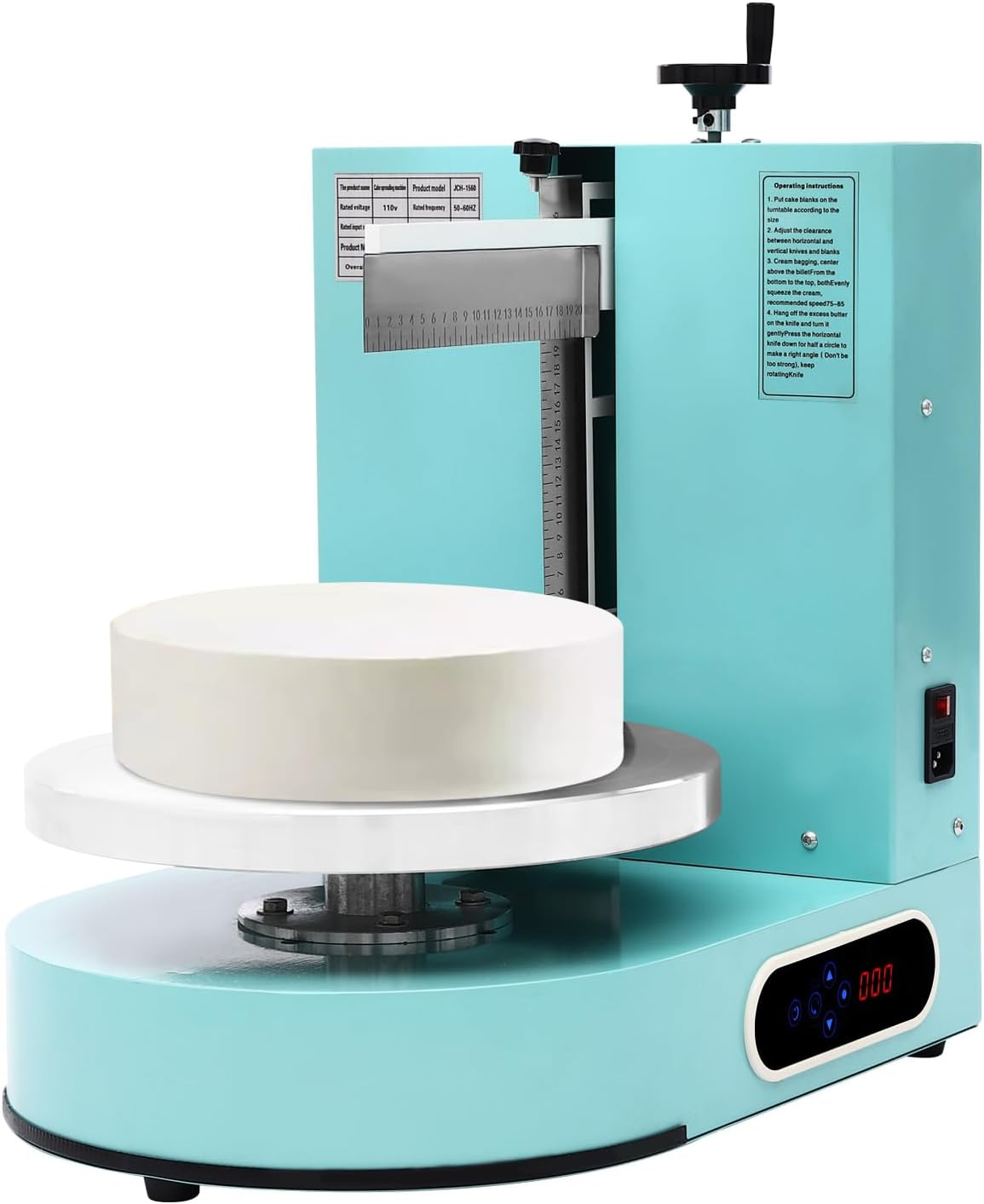 Automatic Cake Decorating Machine, Electronic Cream Coating Spreading Smooth Machine with Graduated Scraper 30-200RPM Rotating Speed,Cake Bread Spreader Machine for 4-12inch Cakes,Green