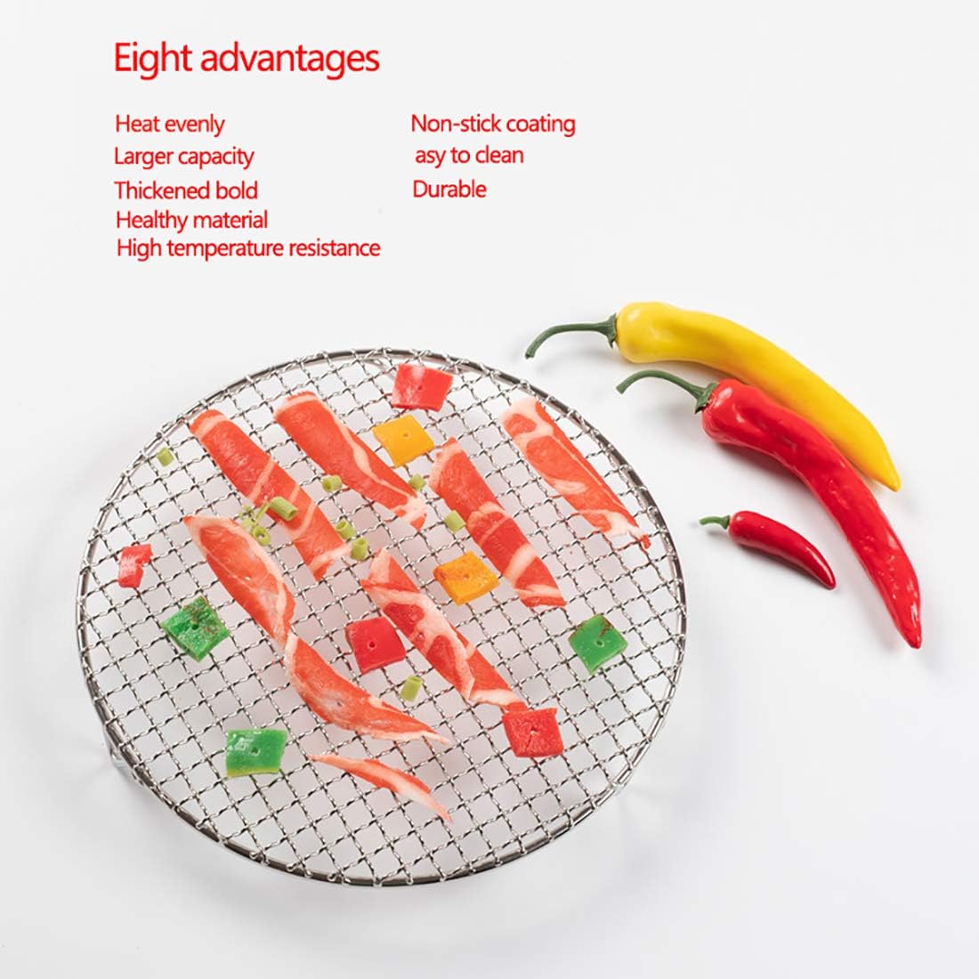 Versatile Round 304 Stainless Steel Cooling Rack Baking,Heat Resistant Rust Proof Sturdy Durable Dia 13"