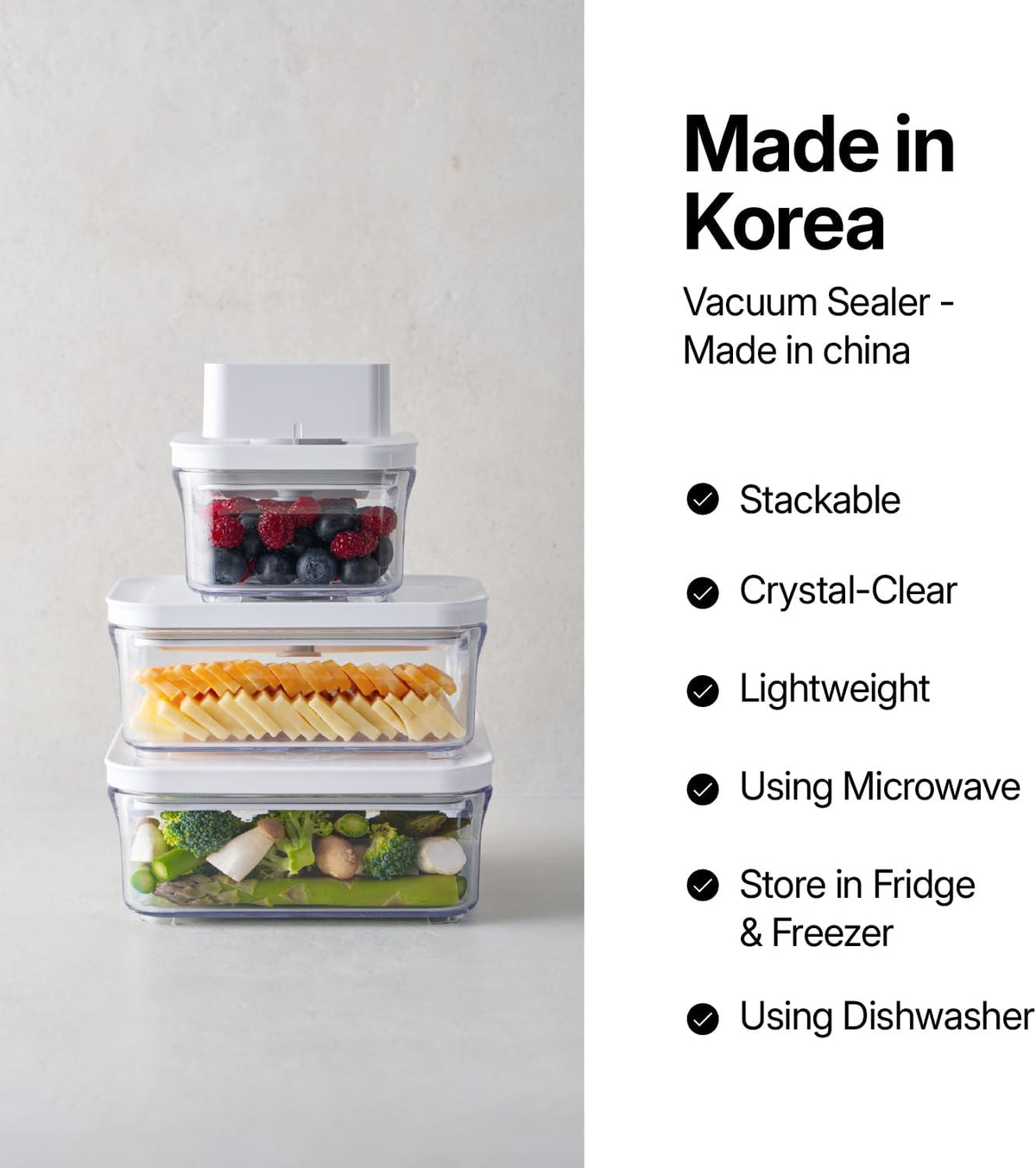 Premium Airtight Food Storage Containers, Mini 9P/SET include Vacuum Sealer, Smart One-Click Seal Lid, No Hinges, 100% Leak Proof, BPA-FREE, Dishwasher, Freezer & Microwave Safe