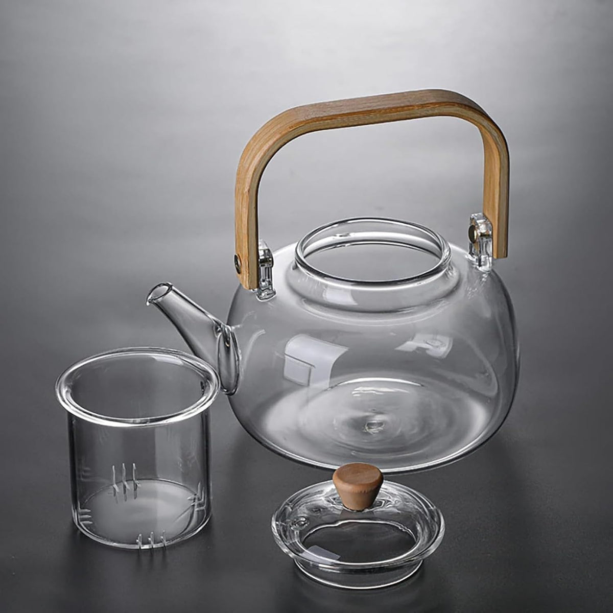 Glass Teapot with Infuser Clear Glass Tea Kettle 900 ml Tea Pot for Stove Top, Loose Tea, Tea Maker Gift,A