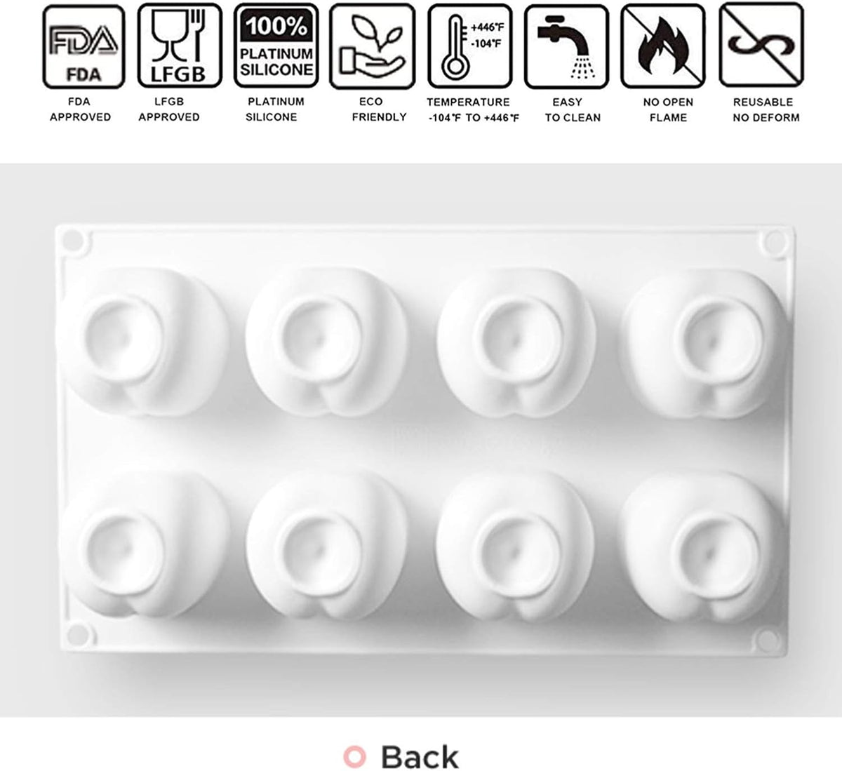 OCPO KITCHEN Cherry Silicone Mold for Baking Mousse Cake, Fruit French Dessert, Pastry, Chocolate, Cupcake, Ice Cream Mould, Cake Decoration Mold, 3D Cherry Shape (8-Cavity)