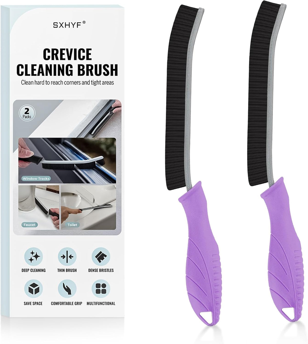 SXhyf Crevice Cleaning Brush - Grout Scrub Brush, House Cleaning Supplies, Gap Cleaning Tools, Home Essentials, Gifts for Women Men, Hard Bristle Crevice Cleaner Brush for Household Use, Bathroom