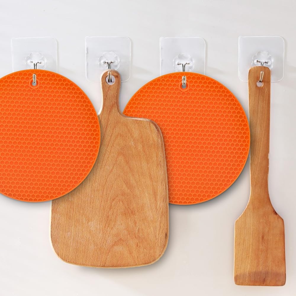 homEdge Silicone Trivets Mat, 6 Packs Multipurpose Non Slip Heat Resistant Pot Holder-Orange