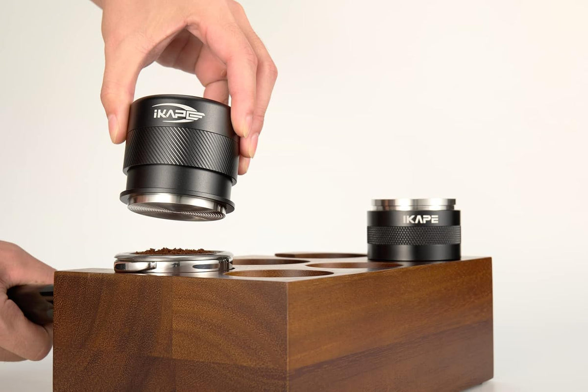 IKAPE Coffee Products, 51MM Espresso Tamper, Premium Barista Coffee Calibrated Tamper with Spring Loaded, 100% Stainless Steel Tamper Compatible with All 51MM Bottomless Portafilter (Black)
