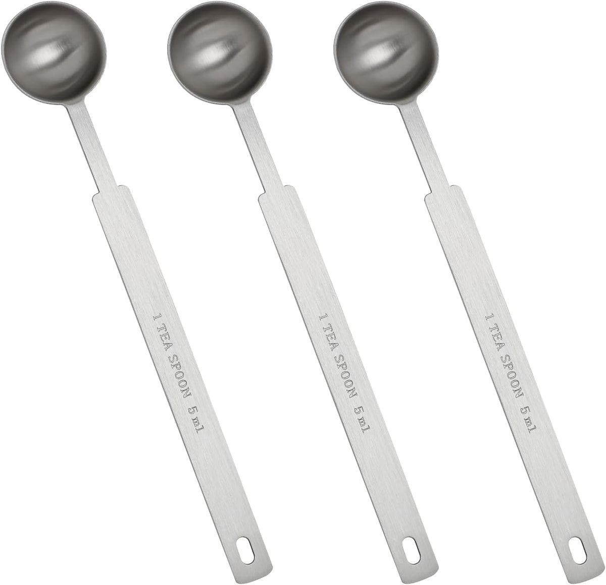3PCS Teaspoon Measuring Spoon, 5ml/1 tsp/5 Gram Scoop, Long Handle for Cooking & Baking, Dishwasher Safe Measuring Spoon