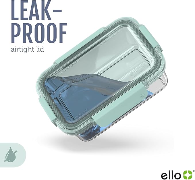 Ello Color Lock 8PC Mixed Glass Food Storage Sets, Leak-Proof Glass Food Storage Containers with Airtight BPA-Free Plastic Lids, Dishwasher, Microwave, and Freezer Safe, Desert Festival