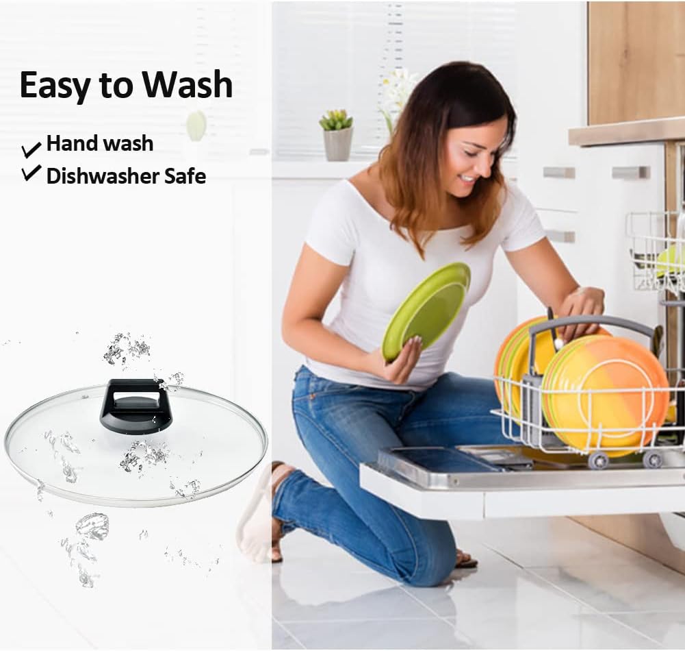 11 In Glass Lid for Frying Pan, Tempered Replacement Cover Compatible with All 11 Inches Cookware for Skillets, Round Cast Iron, Cast Aluminium, Stainless Steel Pans &Pots