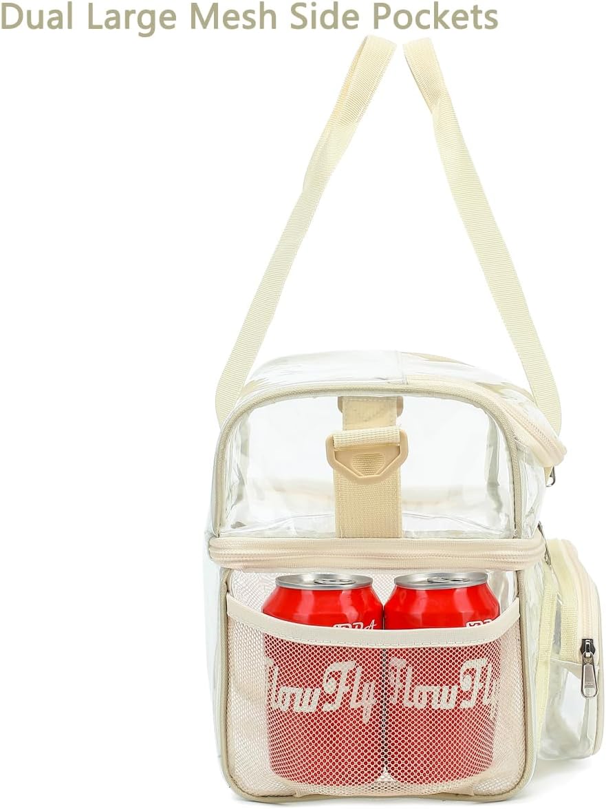 FlowFly Double Layer Cooler Insulated Lunch Bag Adult Lunch Box Large Tote Bag for Men, Women, With Adjustable Strap,Front Pocket and Dual Large Mesh Side Pockets