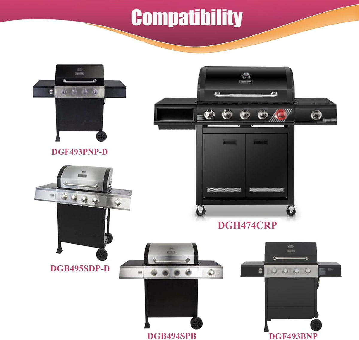 Cast Iron Grill Grates for Dyna glo DGH474CRP DGH483CRP DGF493BNP DGF493PNP-D DGB495SDP DGB495SDP-D DGB493SPB DGB463CNP DGB494SPB 70-01-911 70-02-656, Cooking Grate Replacement Part, 3 pieces