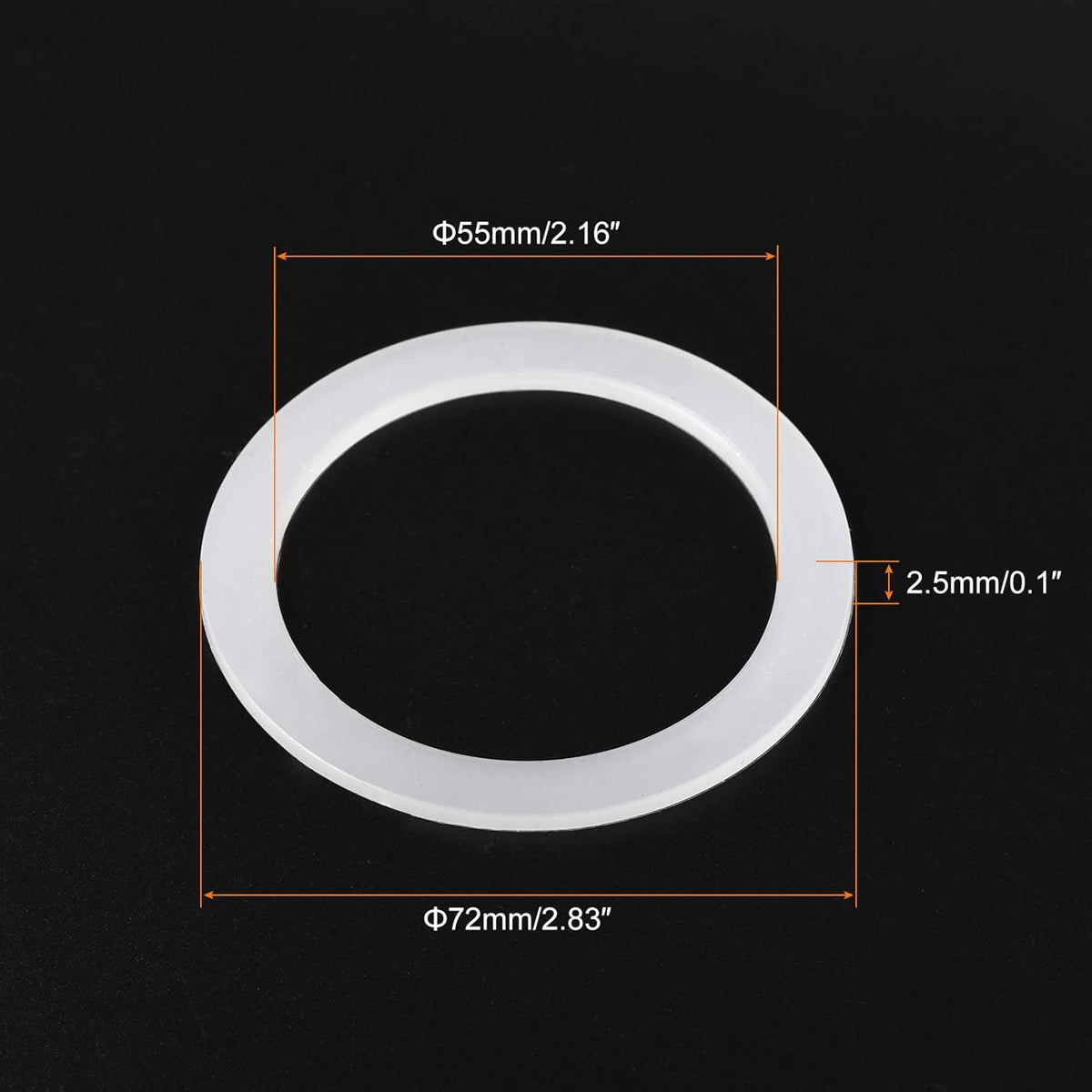 MECCANIXITY Gasket Seal Coffee Maker White Silicone Ring Replacement 55x72x2.5mm for 6-Cup Aluminium Coffee Pot, Pack of 5