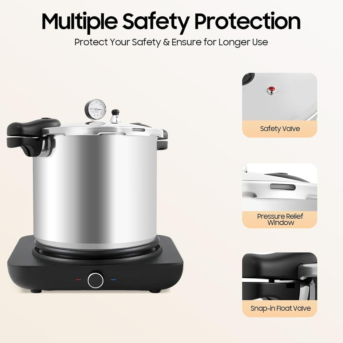 23-Quart Pressure Canner, Stainless Steel Pressure Canner with Gauge & 90 KPA Safety Valve for Family or Commercial