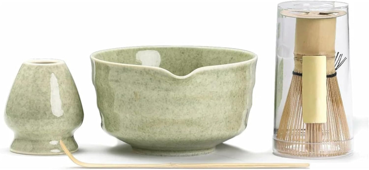 Matcha Whisk Set – Ceramic Bowl, Bamboo Chasen, Chashaku & Holder | Japanese Matcha Kit for Beginners, Traditional Matcha Set for Ceremonial Tea Preparation